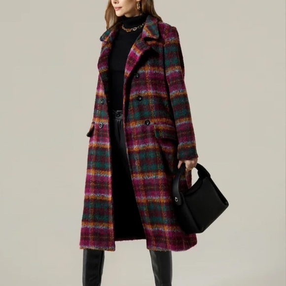 Plaid Regular Fit Urban Lapel Collar Coat With Belt - Picture 3 of 8